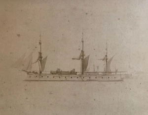 Corvette à vapeur 28 canons — tirage d'époque gélatino-bromure d’argent — c.1880 - Picture 1 of 3