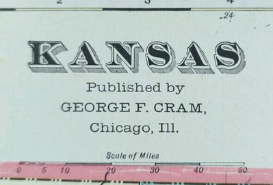 Vintage 1902 KANSAS Map 22"x14" ~ Old Antique Original TOPEKA SHAWNEE COUNTY KS - Image 1 of 4