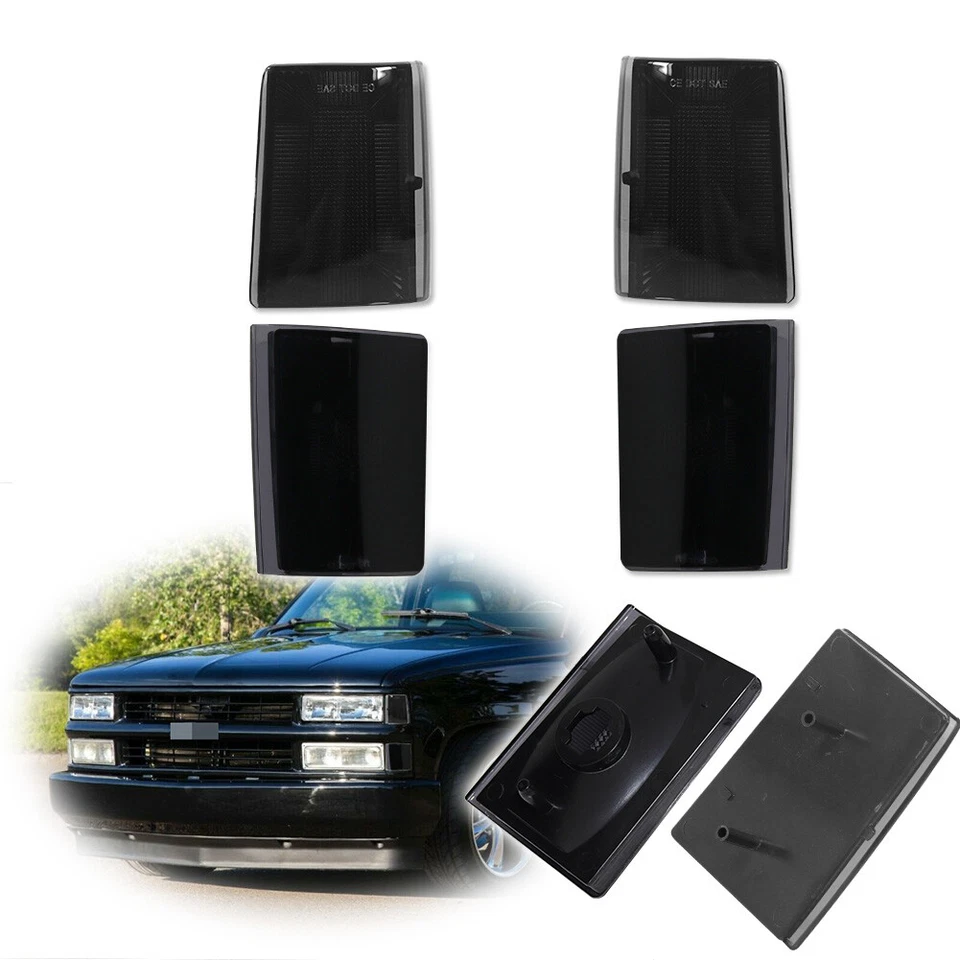 Para 1988-1993 Chevy Truck Pickup C/K 1500 Juego de luces de marcador lateral delantero ahumado de 4 Foto 1 de 4