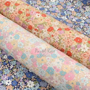 Blumendruck Rubin Pastell orange blau 100 % Baumwolle Popeline Stoff ~ Rose & Hubble - Bild 1 von 5