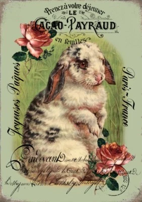 BÜGELBILD-Vintage-Shabby-Nostalgie-Hase-Ostern-Easter-3229 - Bild 1 von 2