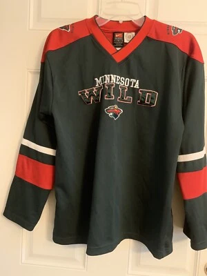 Camiseta deportiva de hockey Nike Minnesota Wild NHL talla juvenil XL logotipo verde en blanco (C5) Foto 1 de 4