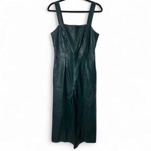 Anthropologie- Women's Pleather Jumpsuit Overalls Forest Green - Sz. - Picture 1 of 10