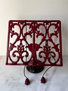 Red Cast Iron enamel Cookbook Stand Recipe Holder book holder ,iPad holder .. - Picture 1 of 9