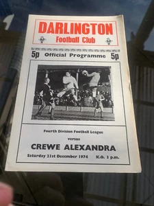 Darlington V Crewe Alexandra 1974 Soccer/football Programme - Picture 1 of 2