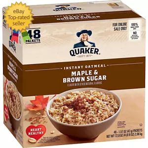 Instant Oatmeal, Maple & Brown Sugar, Individual Packets, 1.51 Ounce (Pack of 48 - Picture 1 of 12