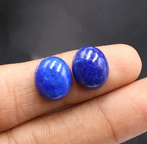 Natural Lapis Lazuli Cabochon Stone Pair 10.35 Ct 12x10 mm Loose Gemstone Lapis - Picture 1 of 4