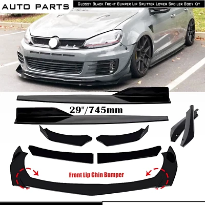 For Volkswagen Polo Front Bumper Lip Splitter Lower Spoiler Glossy Black Foto 1 de 4