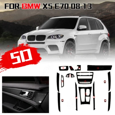 Para BMW X5 E70 X6 E71 08-14 Fibra de Carbono BK Kit Decoración Interior Coche Adhesivo Foto 1 de 4