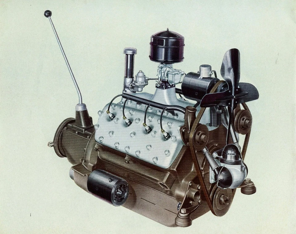 Ford V8 Engine for 1934 Wall Illustration 13  x 16 Giclee print - Image 1 of 1