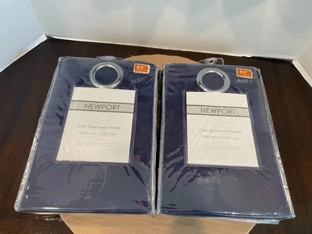 Grommet Window Curtain Panel 100 Cotton 50"w X 84”l by Newport in Navy