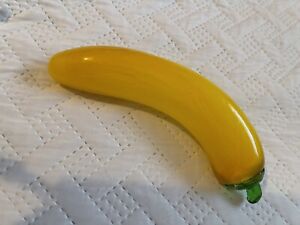 Art Glass Handblown Murano Style Fruit Vegetable Yellow Banana  Figurine 