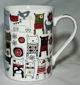 (2) Dog Lover’s Mug Cartoon Dogs Wearing Sweaters & Scarves Whimsical ADORABLE! - Picture 1 of 8