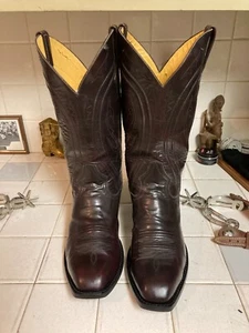CUSTOM FRENCH TOE BLACKCHERRY WESTERN COWBOY DANCEHALL RANCH RODEO BOOTS 12 EE - Picture 1 of 20
