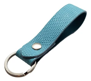 Leder Schlüsselanhänger / Schlüsselanhänger hell Türkis Leder silberfarbene Beschläge - Bild 1 von 4
