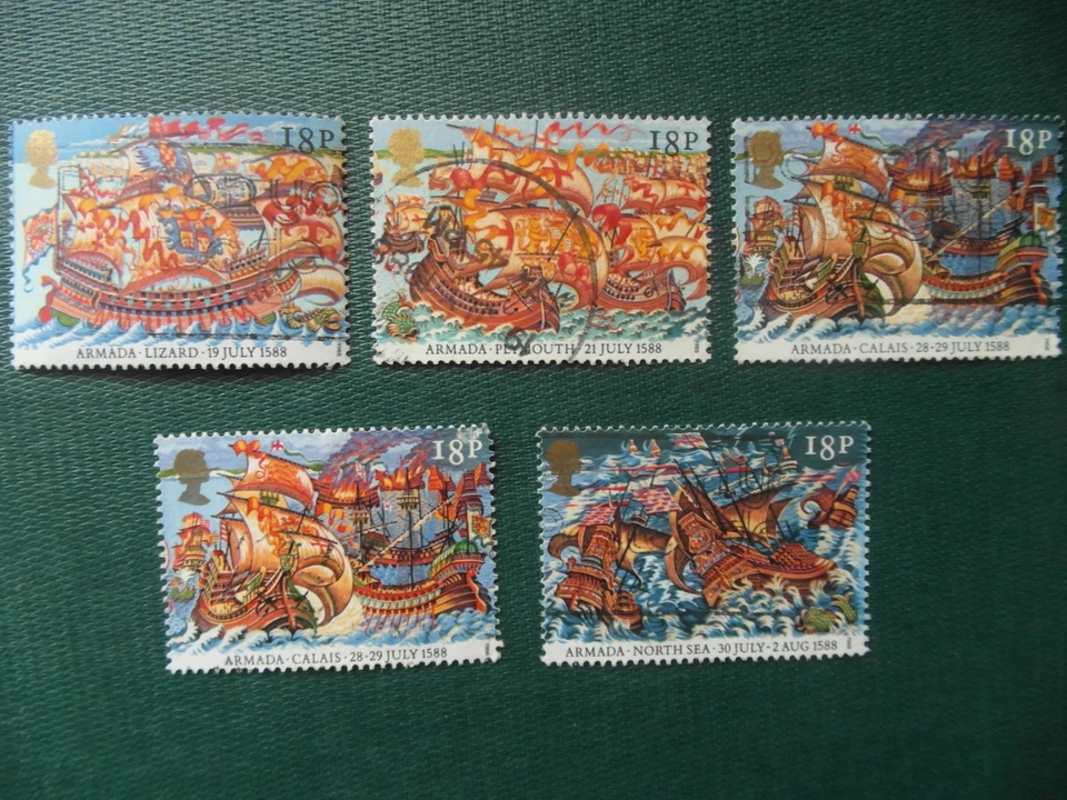 QEII commems, Spanish Armada., (5 set) fine used. - Image 1 of 1
