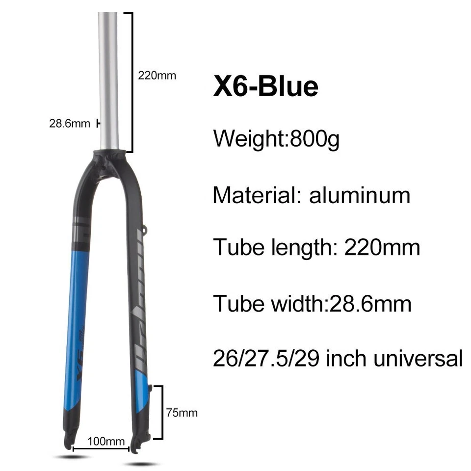 Матовая жесткая вилка X6 FIt 26/27,5/29 дюйма для горного велосипеда 28,6 мм A-pillar жесткая вилка - Изображение 1 из 4