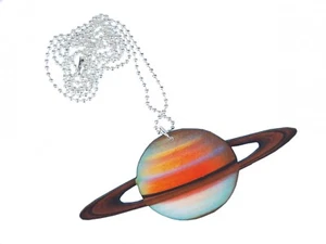 Planet Necklace Saturn Miniblings 31 1/2in Solar System Ringplanet Colourful - Picture 1 of 4