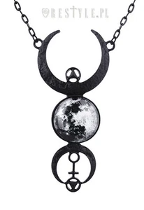 Restyle Full Moon Luna Crescent Occult Stars Gothic Punk Choker Charm Necklace - Picture 1 of 3