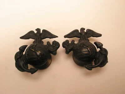 L&R USMC Marines Muted Black Vintage SCREWBACK Pin insignia rank hat collar y59 - Image 1 of 4
