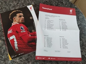 LIVERPOOL FC MATCHDAY PROGRAMME V MANCHESTER CITY FC PLAYED 1/12/24 + TEAMSHEET - Picture 1 of 2