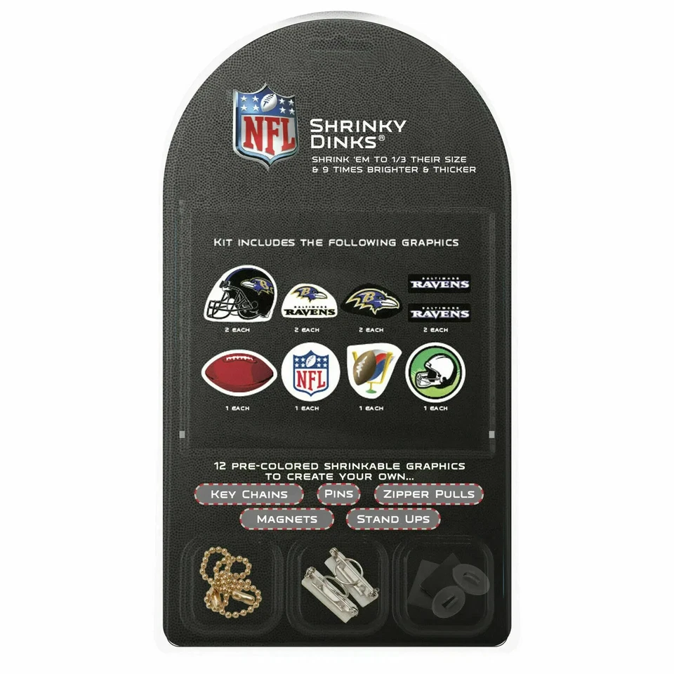 KIT DE DINKS ENCOGIDOS BALTIMORE RAVENS LLAVEROS PASADORES IMANES CREMALLERAS Foto 1 de 1