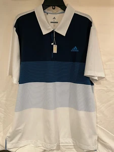 MENS NEW WITH TAGS ADIDAS GOLF POLO SHIRT WHITE BLUE XL - Picture 1 of 4