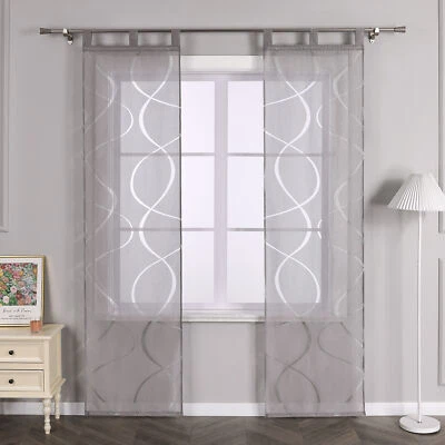 2 Stück Schiebegardinen mit Schlaufen Schiebevorhänge Transparent Flächenvorhang - Bild 1 von 4