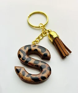 Cheetah Print Letter Keychain - Picture 1 of 1