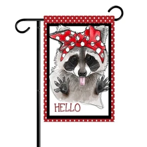 Hello Waschbär doppelseitige Gartenfahne 12x18 Outdoor Garten Willkommen Fahnen - Bild 1 von 9
