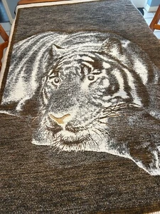 Vintage Brown and Beige Tiger Throw Blanket - Picture 1 of 7