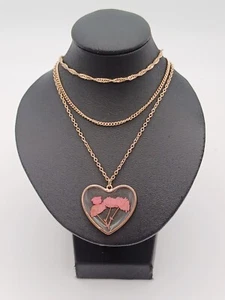 Modern Lovisa Layered Gold Tone Dried Flower Heart Pendant Chain Necklace - Picture 1 of 11