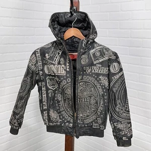 East Side Jacket Kids XLarge 16 USA Seal Cash Money Leather Zip Hoodie Novelty - Picture 1 of 14