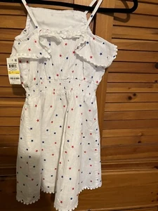 White Girls Dress Lined With Red And Blue Stars! Great For The 4 Th And All Summ - Picture 1 of 3