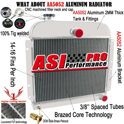 Radiador de 3 filas para PLYMOUTH CONCORD DELUXE CAMBRIDGE CRANBROOK 1941-1952 3,6 L6 Foto 1 de 4