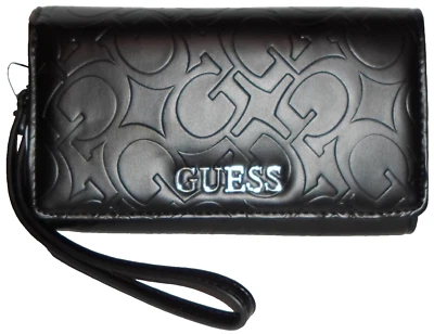 Cartera Muñequera GUESS Abbas Negra Solapa Plegable Nueva con Etiquetas Foto 1 de 4