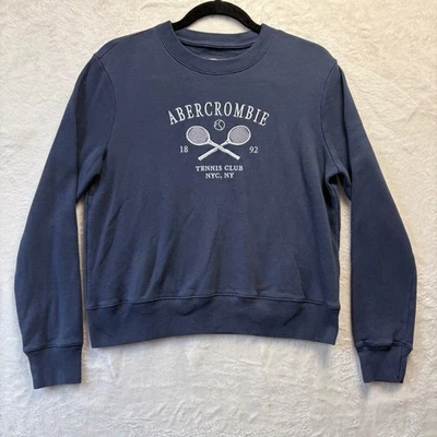 Abercrombie Kids Navy Tennis Club Sweatshirt Size 13 14 Graphic Pullover - Image 1 of 4