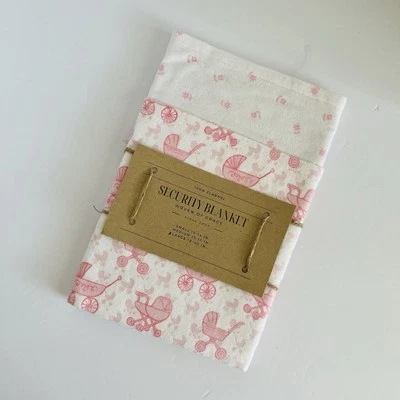 Large Handmade Flannel Security Blanket/Lovey 18" x 18” Pink Stroller Flower - Image 1 of 4