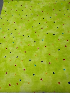 Bright Lime Cotton Fabric W/Triangle Pattern 28" x 44" By Moda Fabrics for Sewin - Picture 1 of 11
