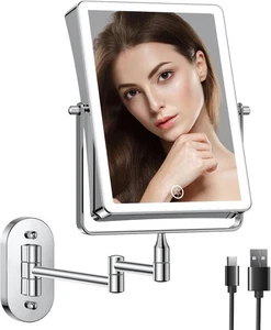Famihomii Specchio cosmetico ricaricabile con illuminazione a LED, 10x Cromo  - Foto 1 di 7