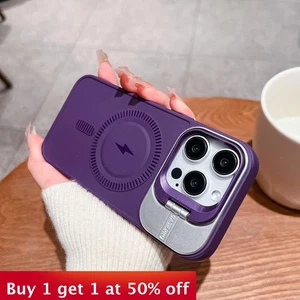 Custodia telefono protezione staffa lente magnetica per iPhone 16 Pro Max 15 14 13 12 11 - Foto 1 di 12