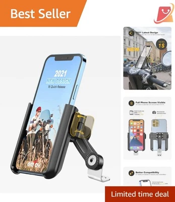 Motorcycle Phone Mount ABS Plastic 3.5-7 Inch Smartphone 360° Rotation - Image 1 of 4