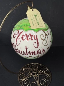 Jinglenog Glas Ornament Stechpalme Jolly Merry Christmas - Bild 1 von 5