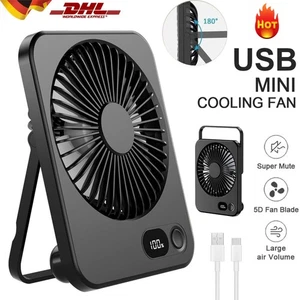 Mini Tisch Lüfter Leise Ventilator Tischventilator mit Akku Leise USB Fan LED DE - Bild 1 von 17
