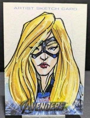 2012 Upper Deck Avengers Assemble Artist Sketch Card Ms Marvel 1/1 - Image 1 of 4
