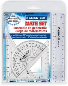 Staedtler Math Set with Ruler, 2 Triangles, 1 Count (Pack of 1), transparent - Picture 1 of 2