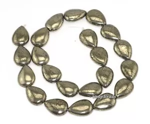 LÁGRIMA DE PIEDRA PRECIOSA DE PIRITA DE HIERRO PALAZZO 18X13 MM CUENTAS SUELTAS 7,5 pulgadas - Imagen 1 de 1
