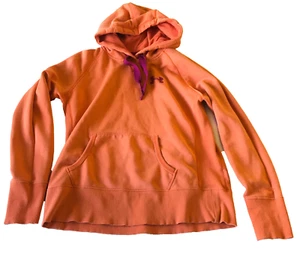 Under Armour Sweatshirt Hoodie Women's Orange Size M Cotton Blend Pocket Front - Picture 1 of 18