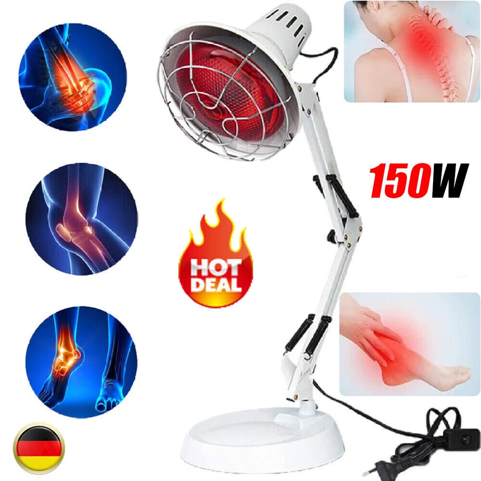 150W·Wärmelampe Rotlicht Strahler Infrarotlampe Rotlichtlampe Therapie lampe DE - Bild 1 von 4