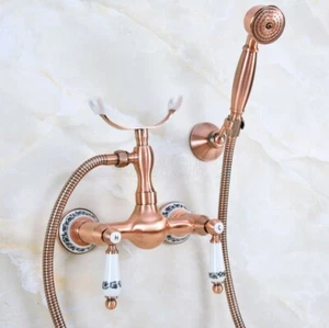 Red Copper Wall Mounte Bathroom Faucet Shower Mixer Tap Hand Shower Spray Zna353 - Bild 1 von 8
